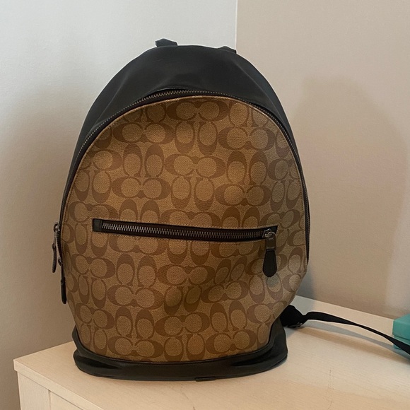 Coach Men's Tan and Black Signature Backpack - Picture 1 of 6